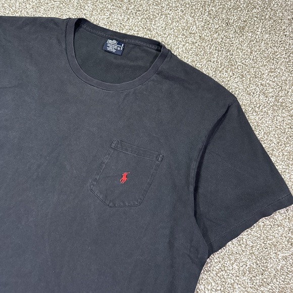 Vintage Polo Ralph Lauren Pocket T-Shirt Mens XL 90s Black Single Stitch Pony - Picture 2 of 6